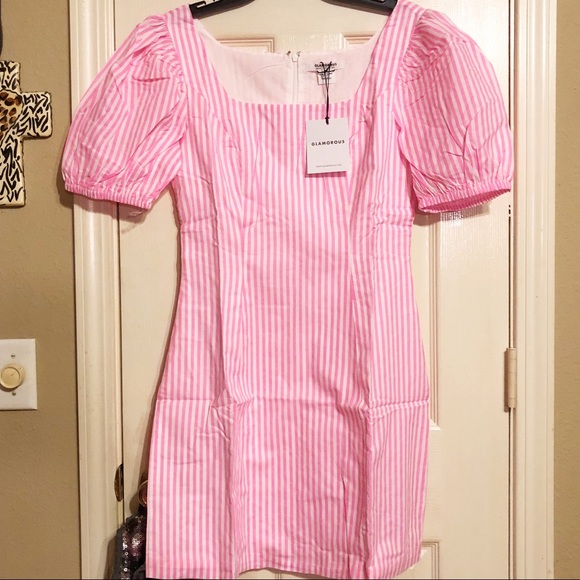 Neon Pink Striped dress - Picture 5 of 7